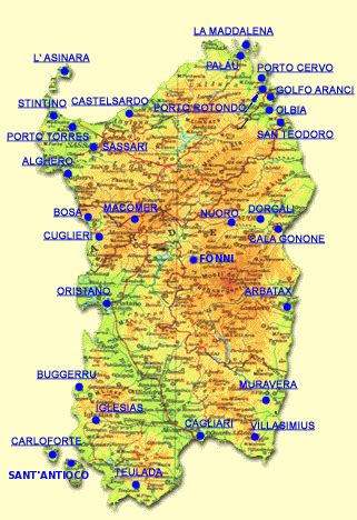 Le Spiagge Pi Belle Della Sardegna Mappa Cartina Brasile