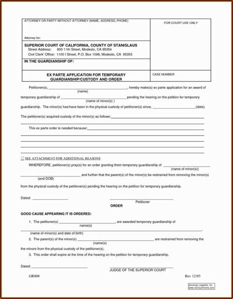 Texas Temporary Guardianship Form Form Resume Examples N48mv4bv1y