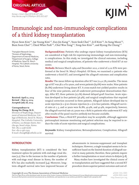 Pdf Immunologic And Non Immunologic Complications Of A Third Kidney