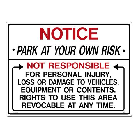 Lynch Sign 24 In X 18 In Park At Your Own Risk Sign Printed On More