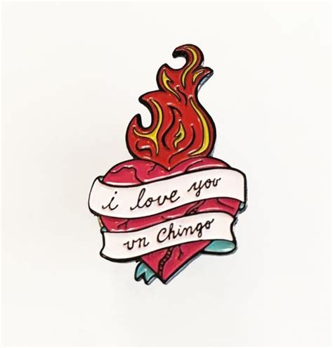 Un Chingo I Love You Flaming Heart Cute Enamel Pins Etsy Enamel Pin