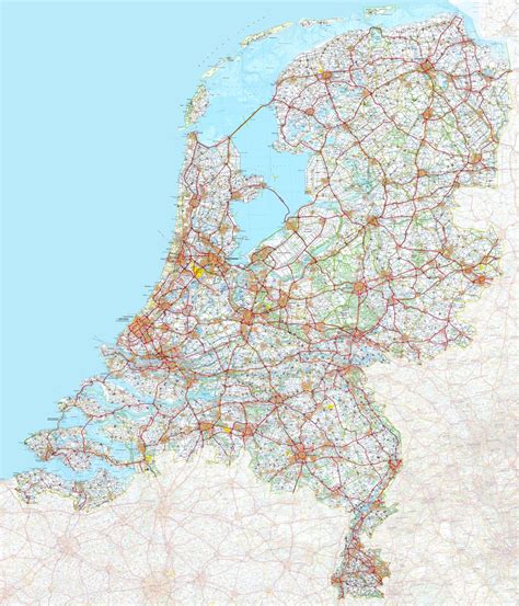 Nederland er, som navnet tilsier, lavtliggende og nesten en tredjedel ligger under havnivået. Koop Digitale landkaart Nederland 1:200.000 400dpi ...