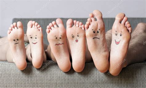 Human Soles Close Up Of Human Soles With Smiles — Stock Photo