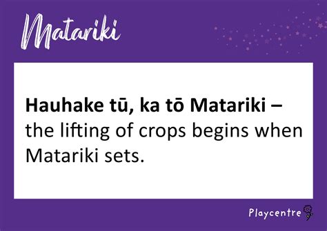 Ngā whakataukī mō Matariki Matariki proverbs Playcentre
