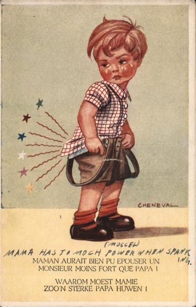 Boy With Spanked Bottom Spanking Cheneval Postcard