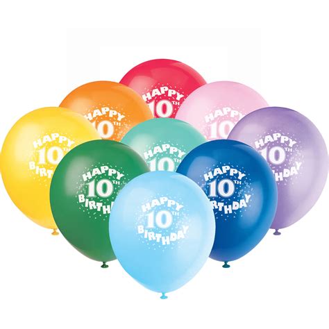 12 Latex Happy 10th Birthday Balloon 6ct