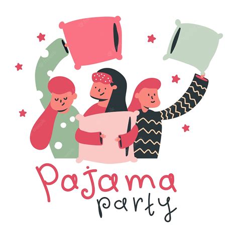 Premium Vector Pajama Party Vector Cartoon Concept Illustration With Cute Girls And Pillow