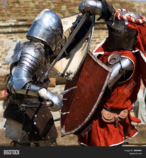 Two Knights Fighting Image And Photo Bigstock