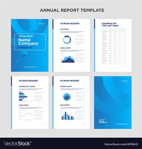 Modern Annual Report Template With Cover Design Vector Image