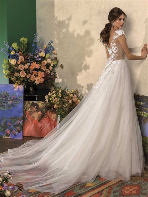 Ball Gown Wedding Dress With Floral Applique And Cap Sleeves