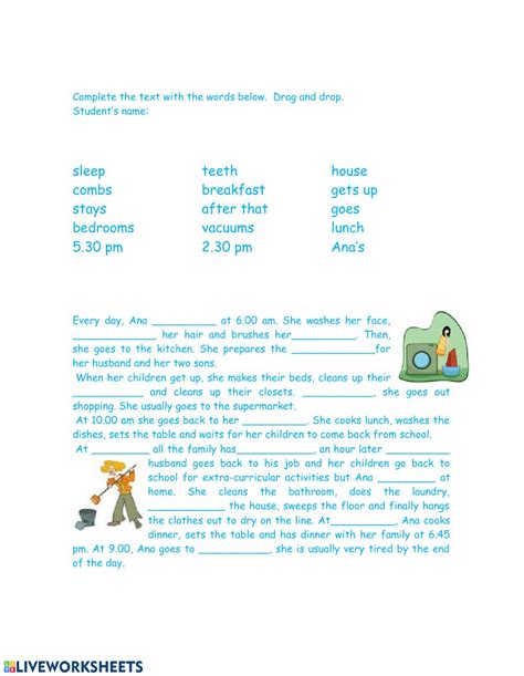 daily routine interactive worksheet