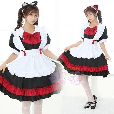 New Cat Maid Costume Cosplayclothing Japanese Sexy Black And Red Dress