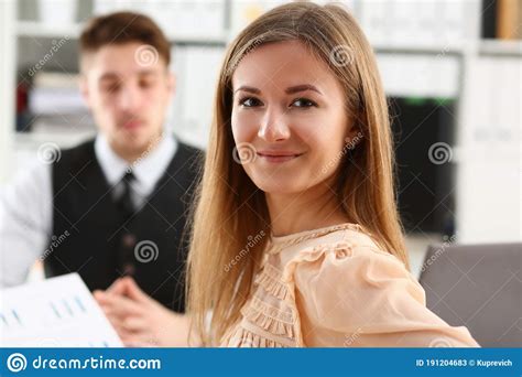 Portrait Of Pretty Woman That Working In The Office Stock Image Image