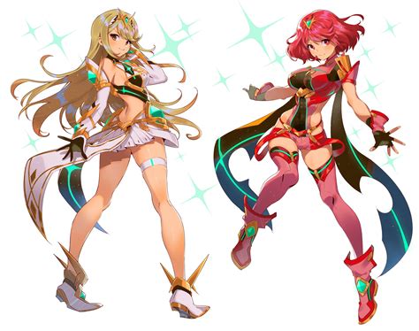 Pyra and Mythra Xenoblade Chronicles イラスト ヒカリ キャラクターデザイン