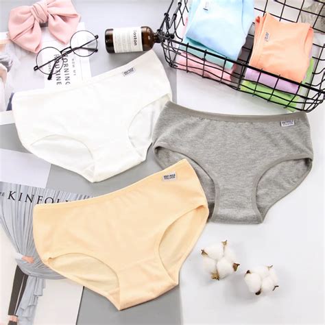 hui guan classic solid cotton seamless briefs soft women underwear sexy lingerie colorful mid