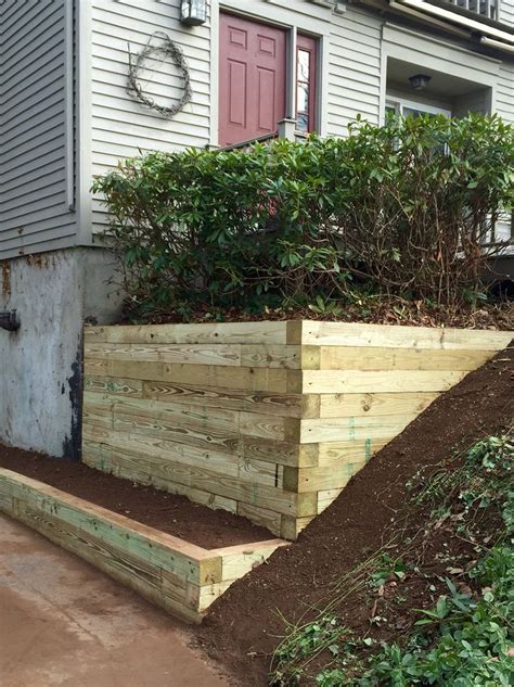 Timber Retaining Wall Back Garden Design Retaining Wall Patio