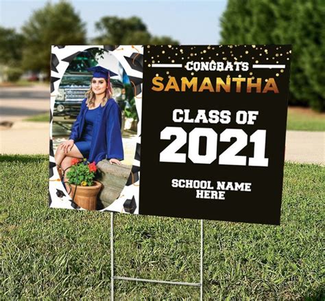 Custom Class Of 2021 Graduation Yard Sign With Photo Etsy