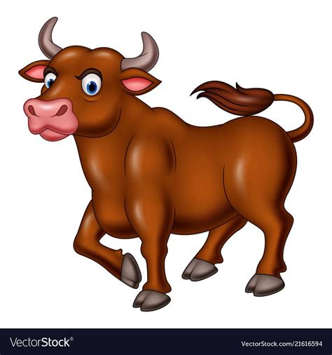 Illustration Of Cartoon Angry Bull Isolated On White Background