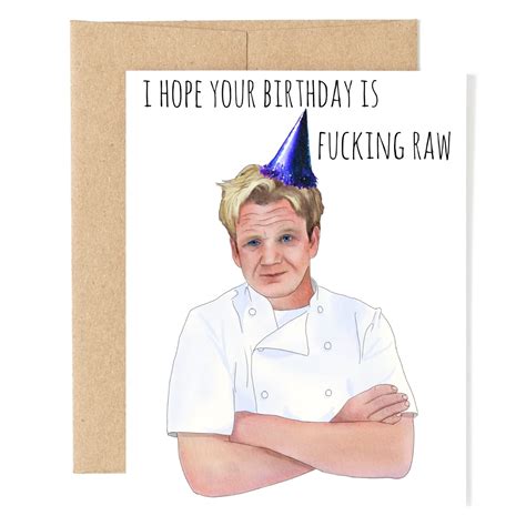 mua funny gordon ramsay birthday card watercolor greeting card meme birthday card naughty