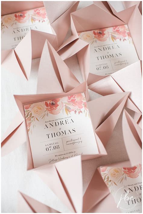 Large Origami Blush Pink Pocket Wedding Invites Jb Creatives