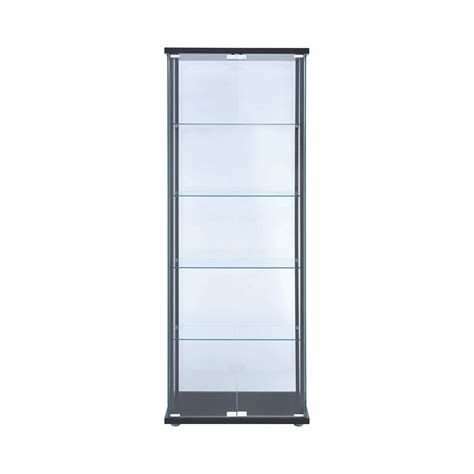 Delphinium 5 Shelf Glass Curio Cabinet Black And Clear Coa