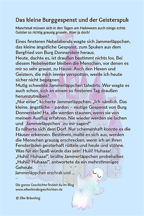 Kostenlose kindergeschichten für kindergartenkinder und grundschüler für zum vorlesen und abtauchen in eine spannende welt aus fantasie, faszination und abenteuer. Das kleine Burggespenst und der Geisterspuk * Elkes ...