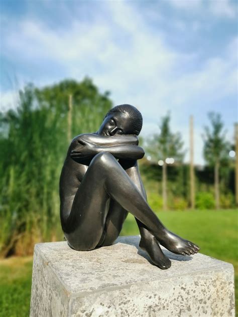 Sculpture Of A Daydreaming Naked Lady Patinated Bronze Catawiki