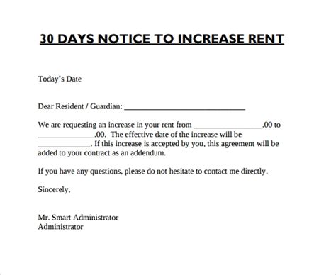 FREE Sample Rent Increase Letter Templates In PDF MS Word