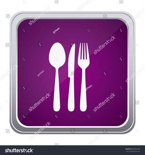Purple Emblem Metal Cutlery Icon Vector Stock Vector Royalty Free