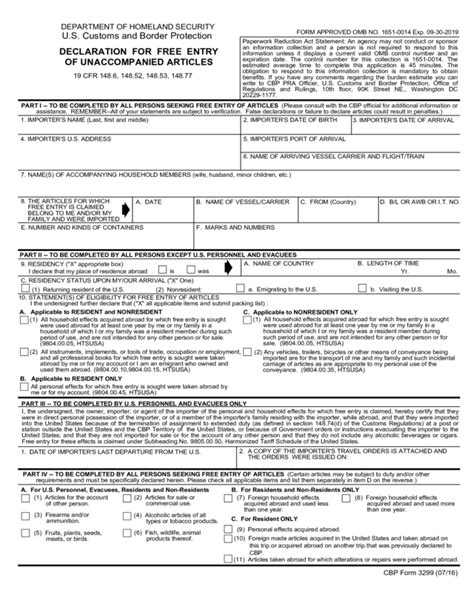 Cbp Form 3299 Edit Fill Sign Online Handypdf