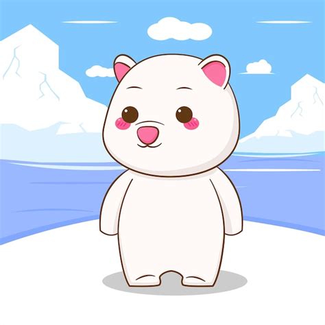 Personaje De Dibujos Animados De Oso Polar Vector Premium