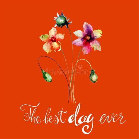 Beautiful Flowers With Title The Best Day Ever Stock Illustration