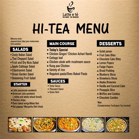 H Tea O Menu
