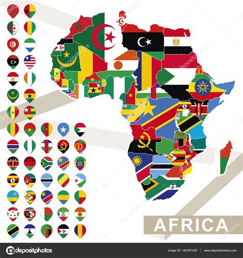 Vector Map Of Africa Continent Colored By Regions All Flags Of African