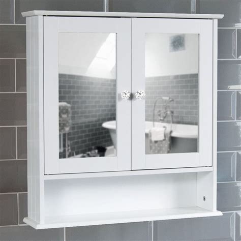 Fch Bathroom Wall Cabinet With Double Mirror Doors And Adjustable Shelf