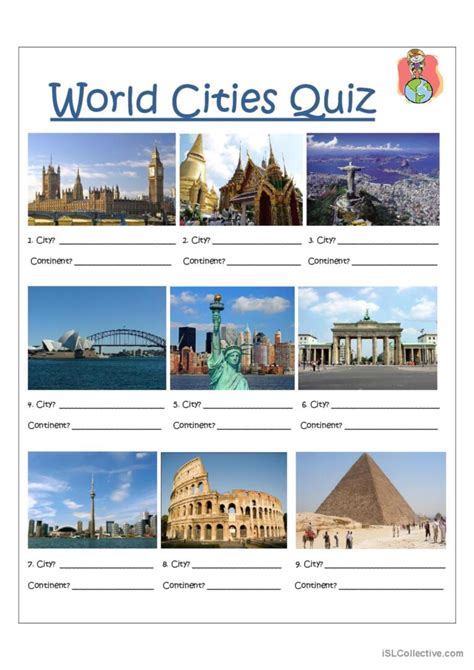 World Capitals Quiz Pictur English Esl Worksheets Pdf And Doc