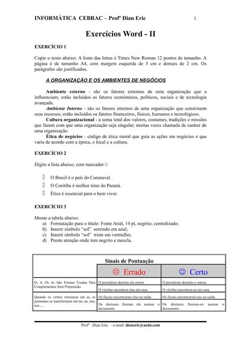 Prova De Word Básico Com Gabarito Pdf