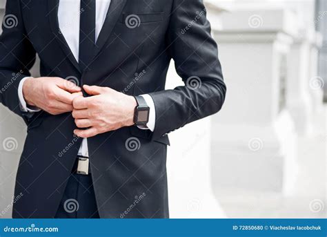 Pleasant Business Man Holding His Jacket Stock Photo Image Of Collar