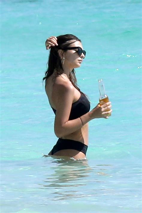 Emily Ratajkowski Hot In Black Bikini Beach In Cancun Mexico