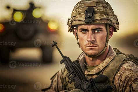 Proud Army Soldier Portrait Neural Network Ai Generated 29617322 Stock