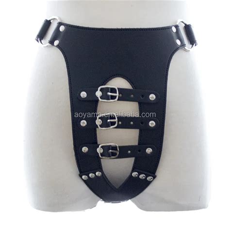 Women New Black Pu Leather Male Chastity Belt Panties Pant Strap Restraint Device Bdsm Clothing