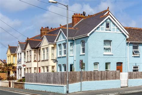 Row Of Traditional Colourful Seaside Cottages Uk Stock Photo Image Of