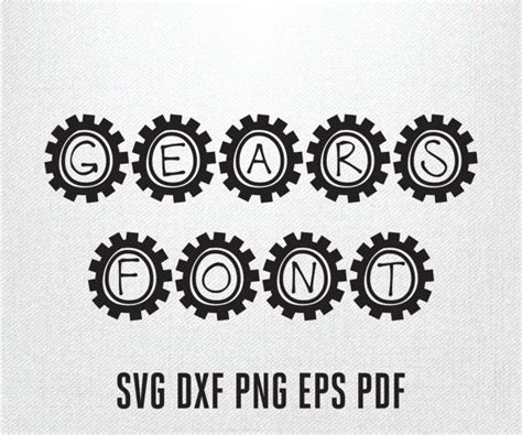 Unique Vector Gears Font Vectorized Letters Full By Printshapes