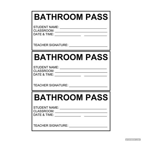 School Bathroom Passes Printable