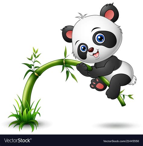 Illustration Of Cute Baby Panda Tree Climbing Bamboo Download A Free
