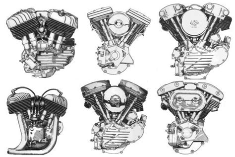 Harley Davidson Knucklehead Engines From Top Left To Bottom Right