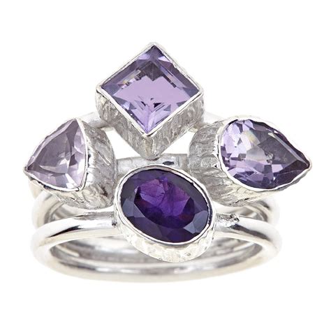 Ladies Sterling Silver Multi Colored Gemstone Ring