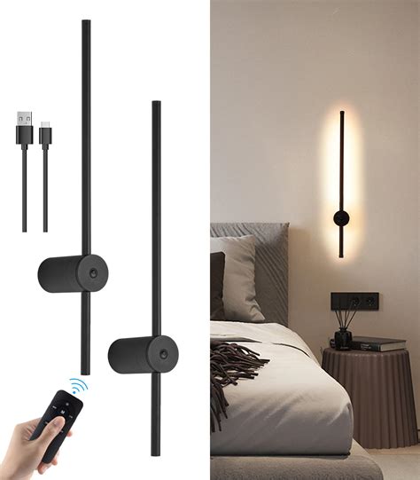 Battery Operated Wall Sconce Set Of Two Usb Rechargeable Led Wall
