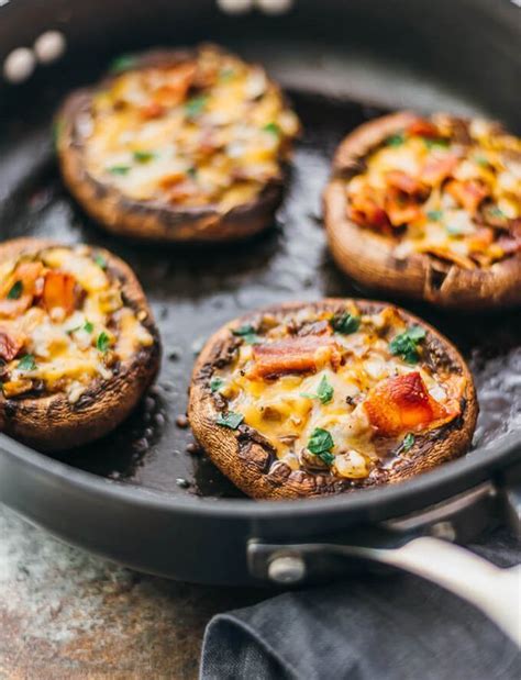 Stuffed portobello mushrooms with bacon and cheddar (savory tooth ...