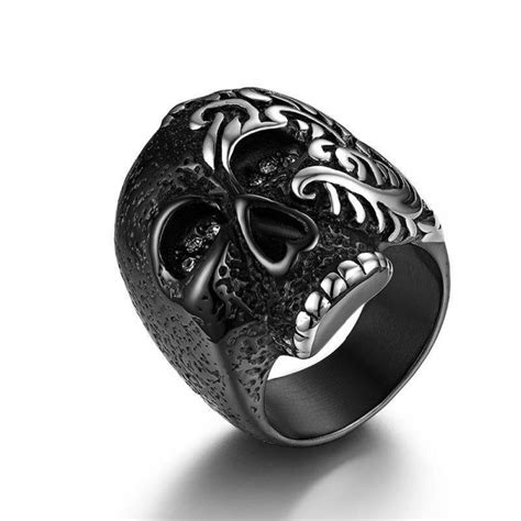 Black Skull Stainless Steel Mens Ring Price 1180 And Fast Shipping
